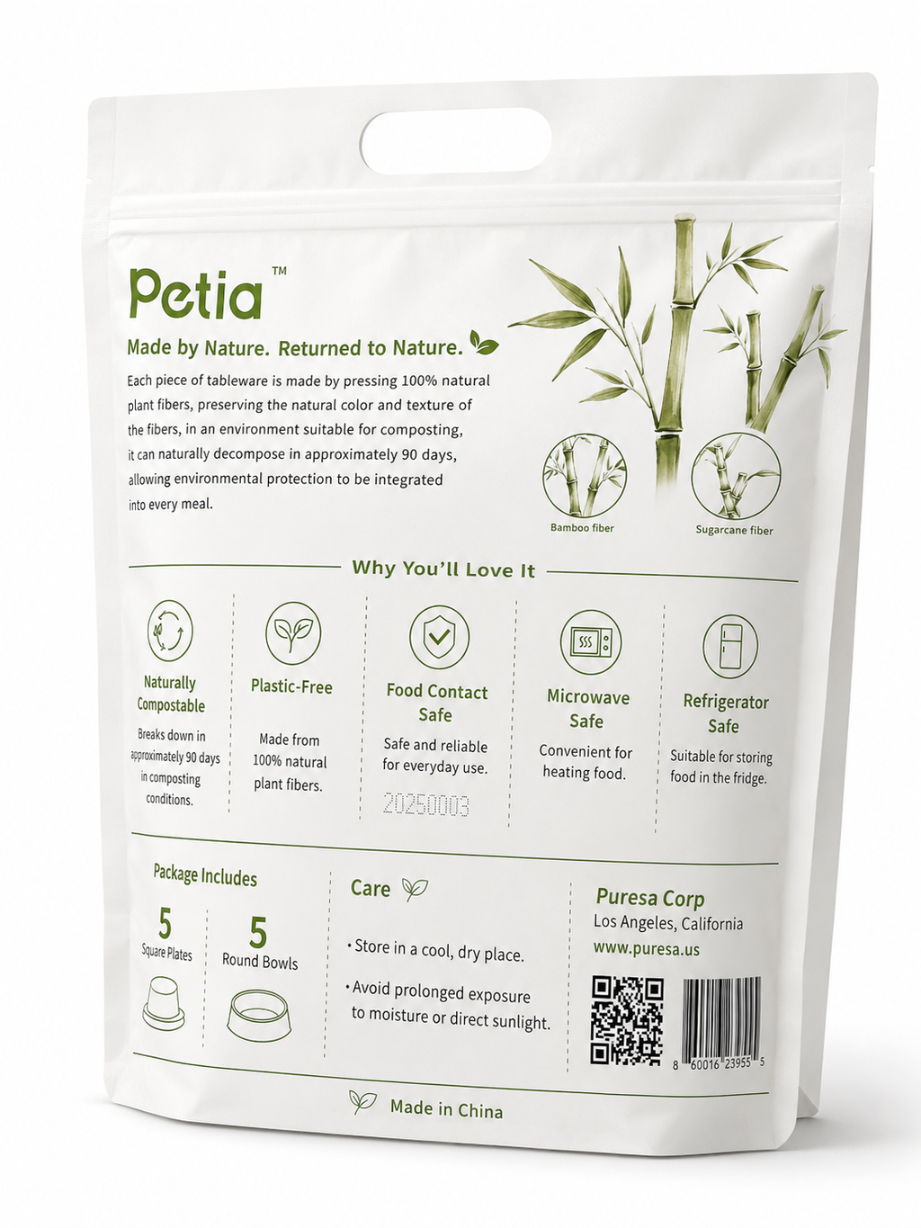 Petia Plant-Fiber Pet Tableware Set